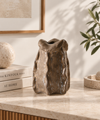 Franklin Copper Vase in copper and earthy taupe textured ceramic