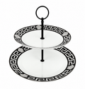 Medusa Greek Key 2-Tiered Cake Stand
