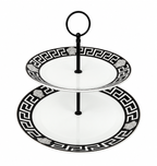 Medusa Greek Key 2-Tiered Cake Stand