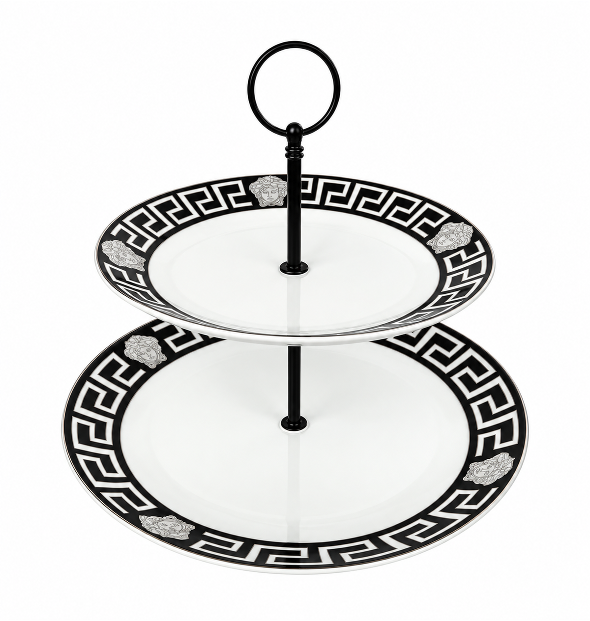 Medusa Greek Key 2-Tiered Cake Stand