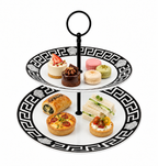 Medusa Greek Key 2-Tiered Cake Stand